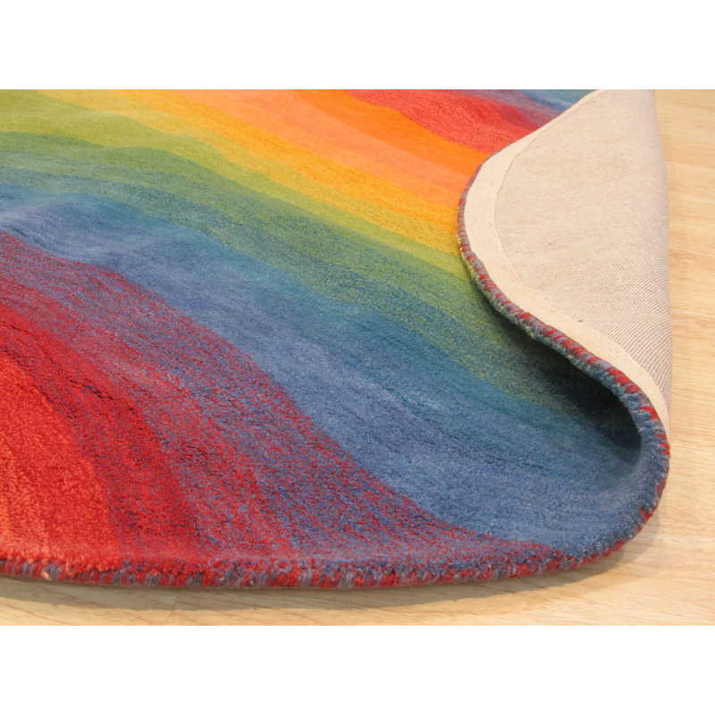 Tapis à motif abstrait en laine touffeté à la main Sinderen, Rond 9 pi 9 po
