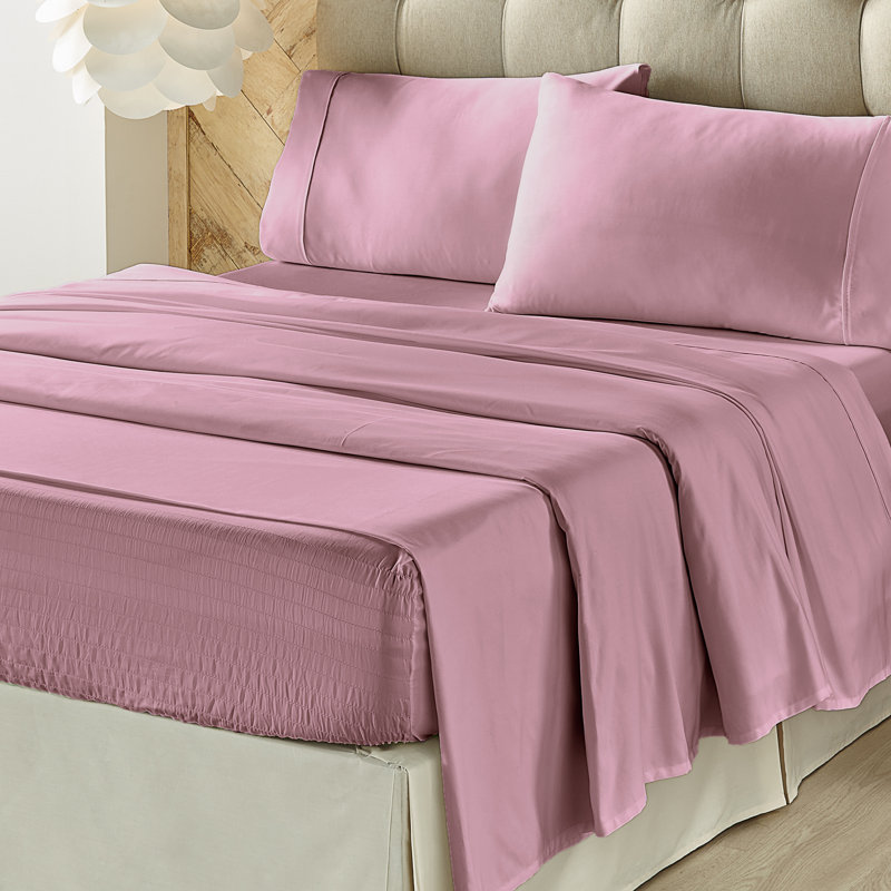 Ensemble de draps Royal Fit, Ensemble de draps pour très grand lit + drap-hous, Lilas
