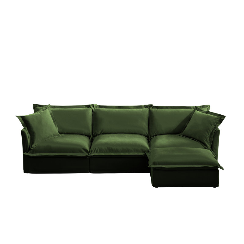 Chenille confortable, housse 3 places avec siège profond et modulaire pour salon de bureau, buanderie, Vert