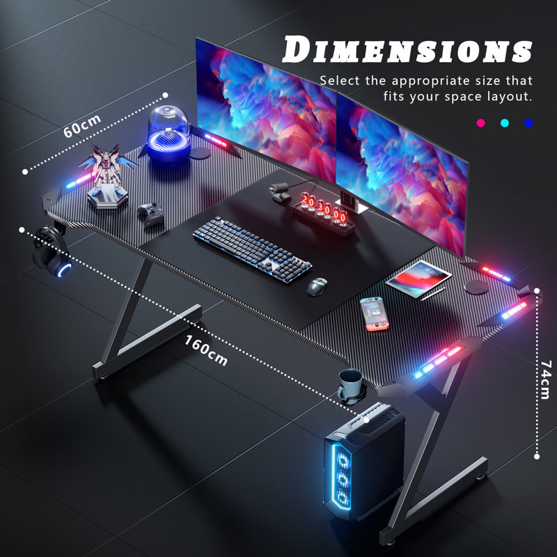 Metal Base Computer Desk, 74cm H x 160cm W x 60cm D