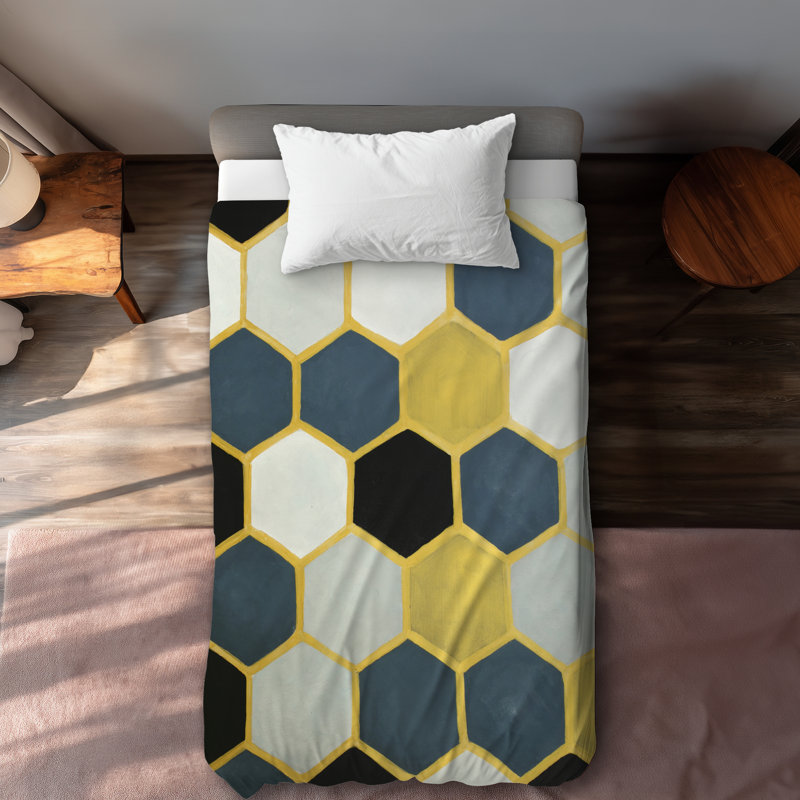 Blue and Gold Cells - Patterns Gray Duvet Cover for Home Decor