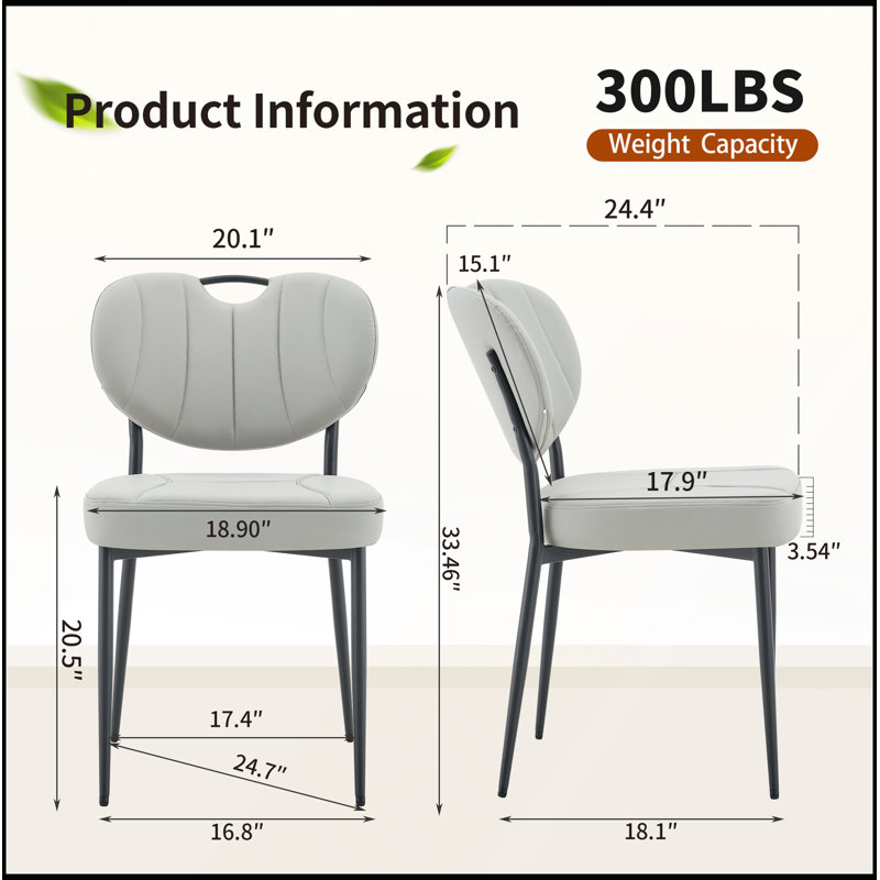 Chaises de salle à manger rembourrées en cuir de qualité supérieure avec rembourrage haute résilience et pieds en métal durables (ensemble de 2)