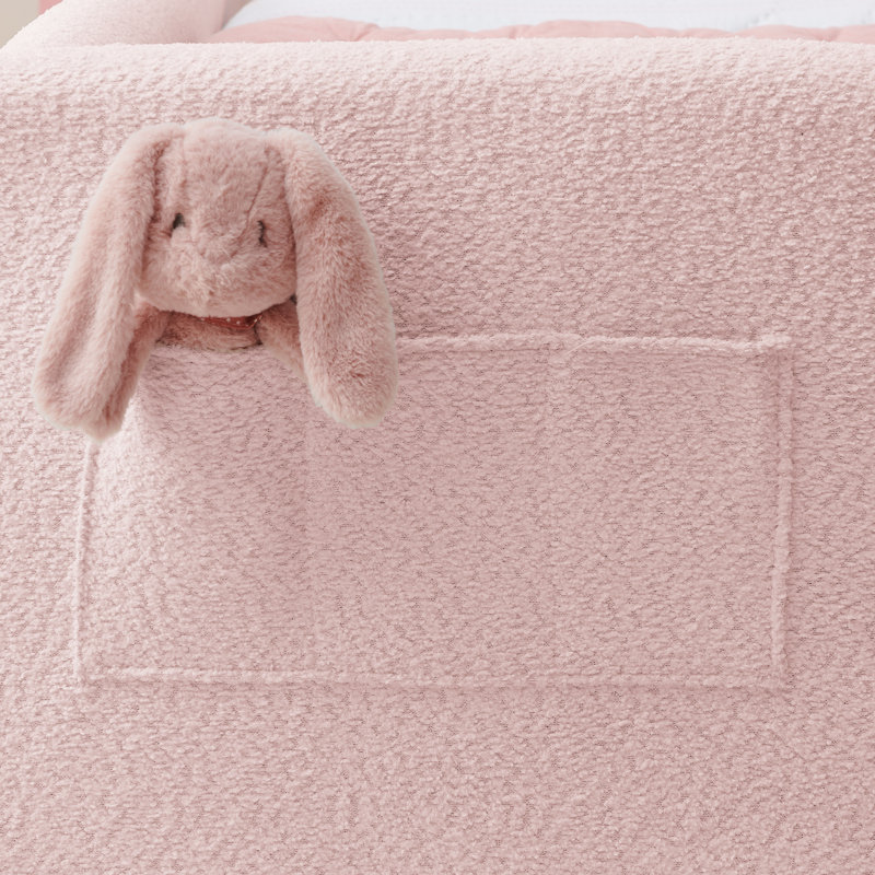 Lit plateforme tapissier simple Rosybun, Rose
