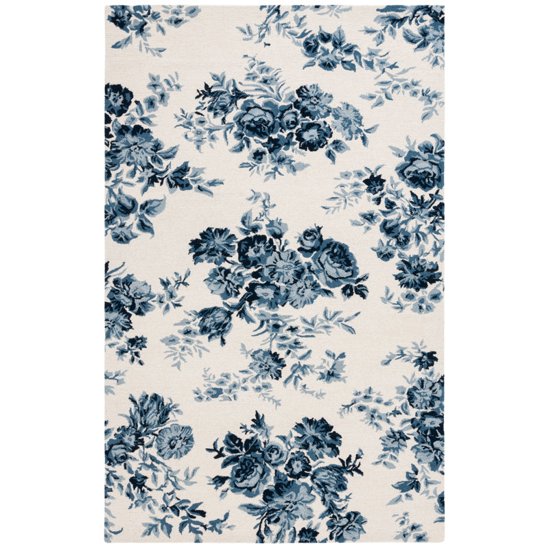 Tapis floral en laine et coton touffeté à la main Lauren Lauren Ralph Lauren, Rectangulaire 8 pi x 10 pi