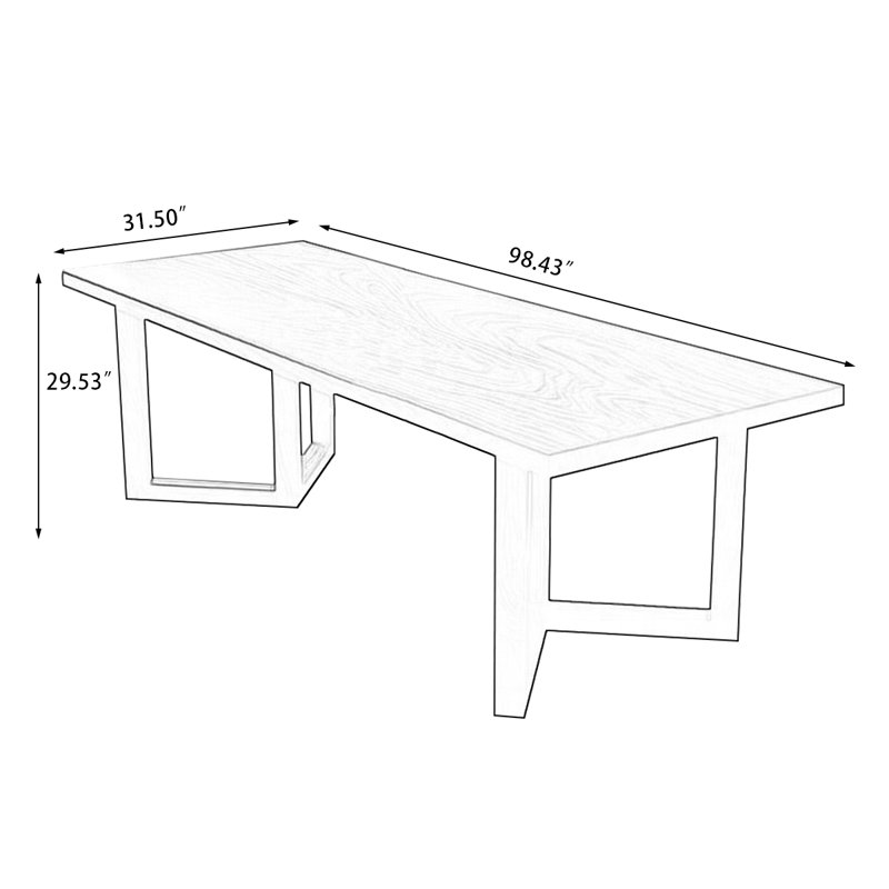 Table de salle à manger rectangulaire, H 29,53 po x L 98,43 po x l 31,5 po