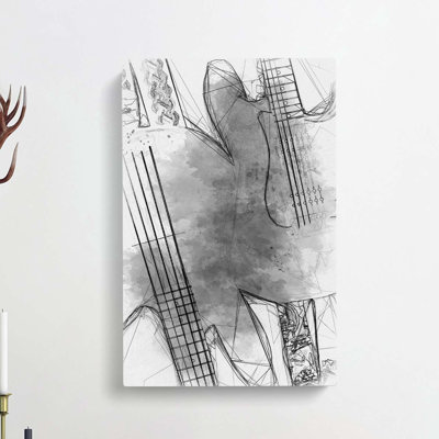 Bass and Electric Guitar in Abstract - Wrapped Canvas