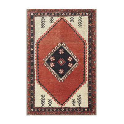 Tapis oriental multicolore tissé à la machine Oriental