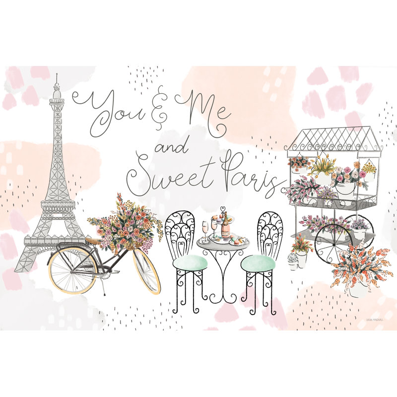 «Sweet Paris I» par Laura Marshall - Art textuel, Non, H 8 po x l 12 po x P 1,25 po, Toile encadrée noire