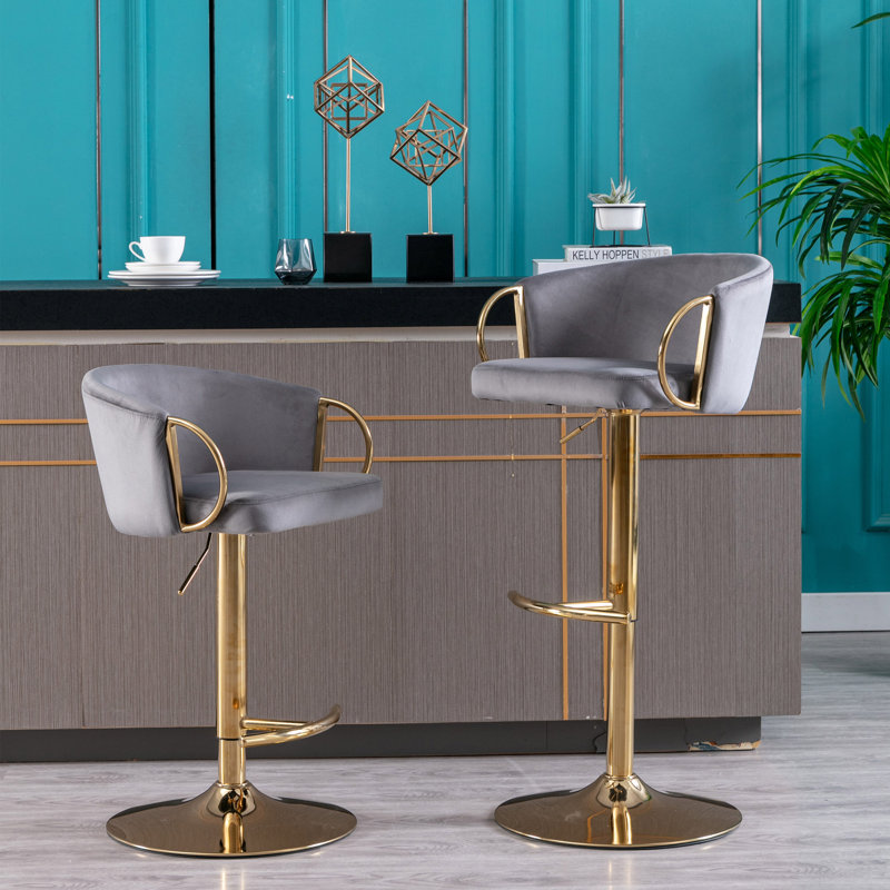 Tabouret pivotant à hauteur réglable Kimes, gris