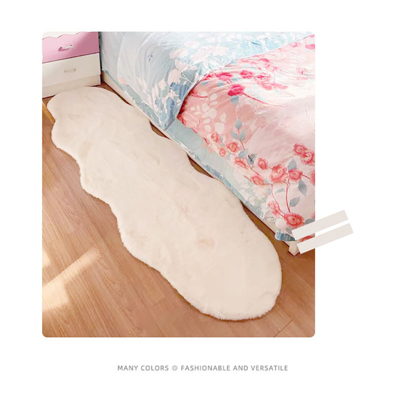 White Faux Rabbit Fur Rug Luxury Soft Faux Fur Novelty Rug Carpet For Bedroom Living Room, Novelty 2' x 6'