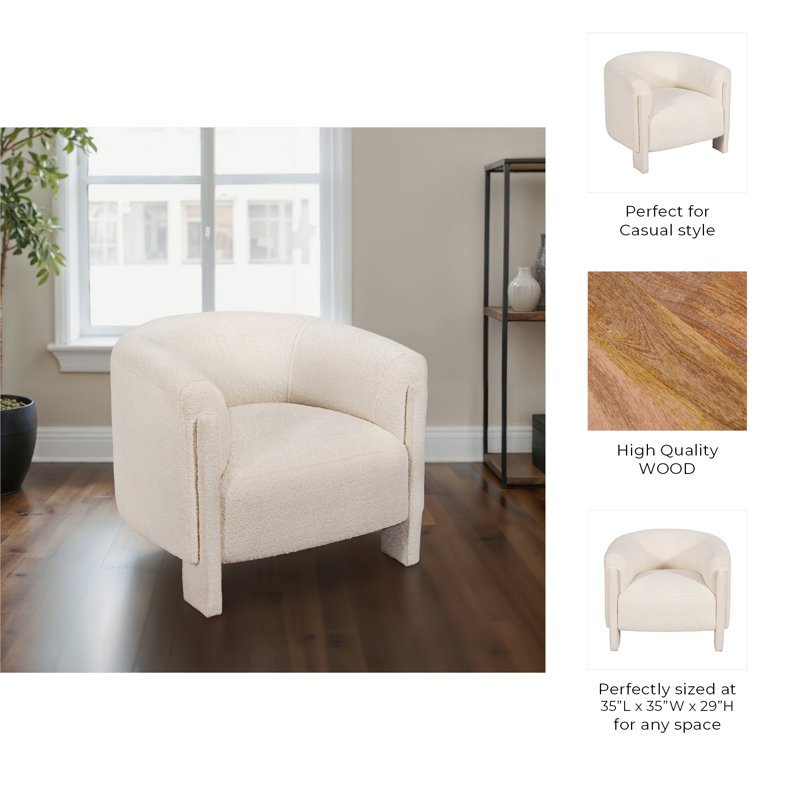 Roundback Accent Chair, Rust, Ivory Fabric