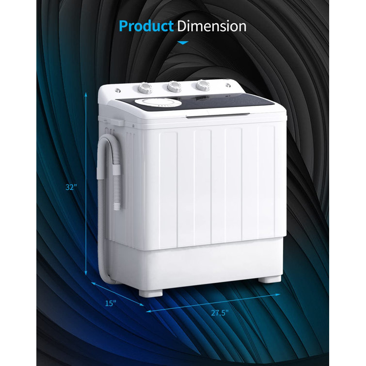 TABU 28LBS Portable Washing Machine With Drain Pump, 2 in 1 Twin