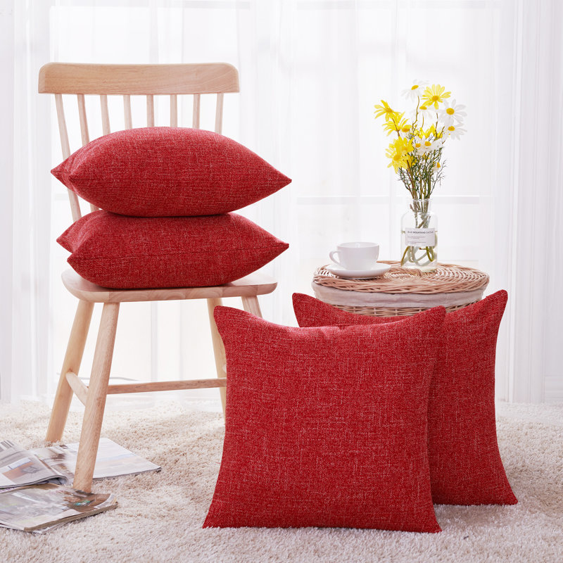 Square Throw Cushion Cover, Red