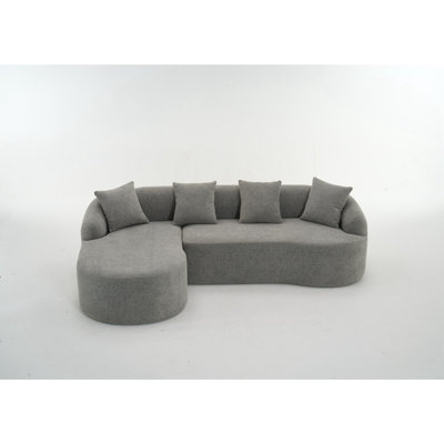 Chumenti Fabric Upholstered Curved L-Shape Sofa