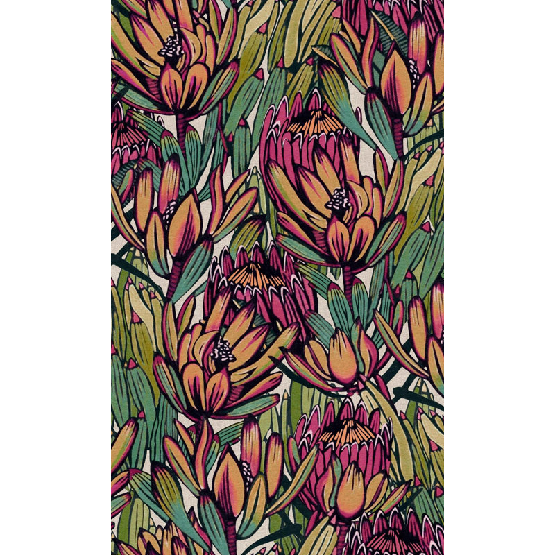 Double rouleau floral myrène, Bleu / mauve