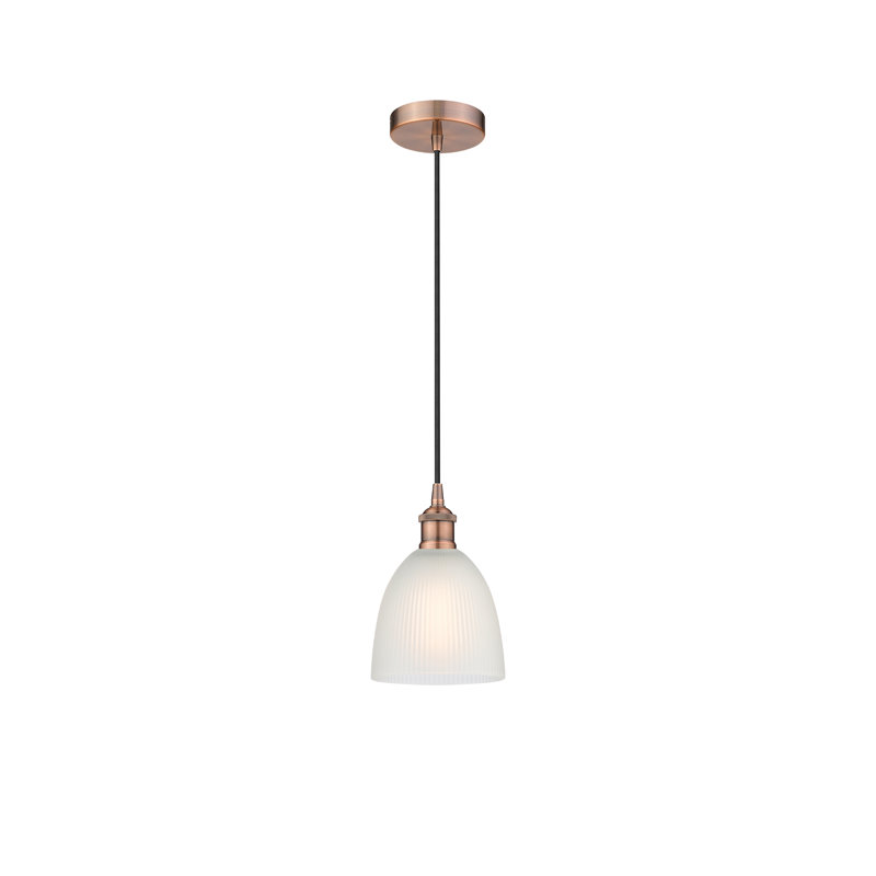 Philomene 1 - Light Single Pendant, White, Antique Copper
