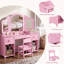 Bureau et chaise de maquillage Melisa 2-en-1 avec miroir amovible pliable en trois, tablettes de rangement Qpen faisant semblant de jouer, cadeau idéal pour les petites filles-103535516
