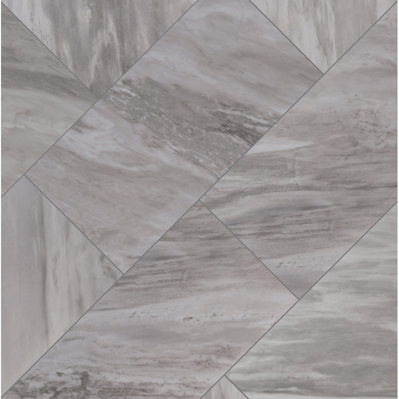 Ardena 12 in. x 24 in. Polished Porcelain Stone Look Floor and Wall Tile, Mist Nero