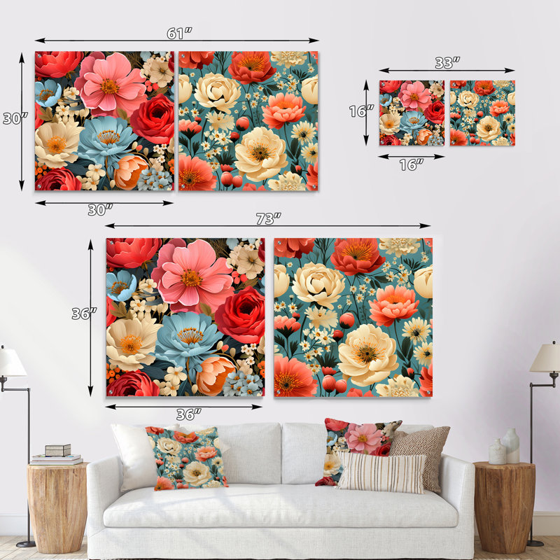 Friedlander - Ensemble de 2 art mural en verre acrylique, H 16 po x l 33 po