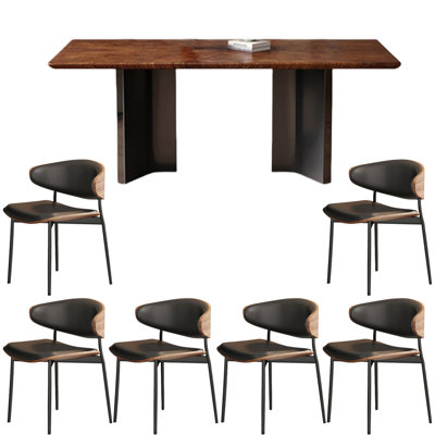 Solid wood dining table rectangular black walnut