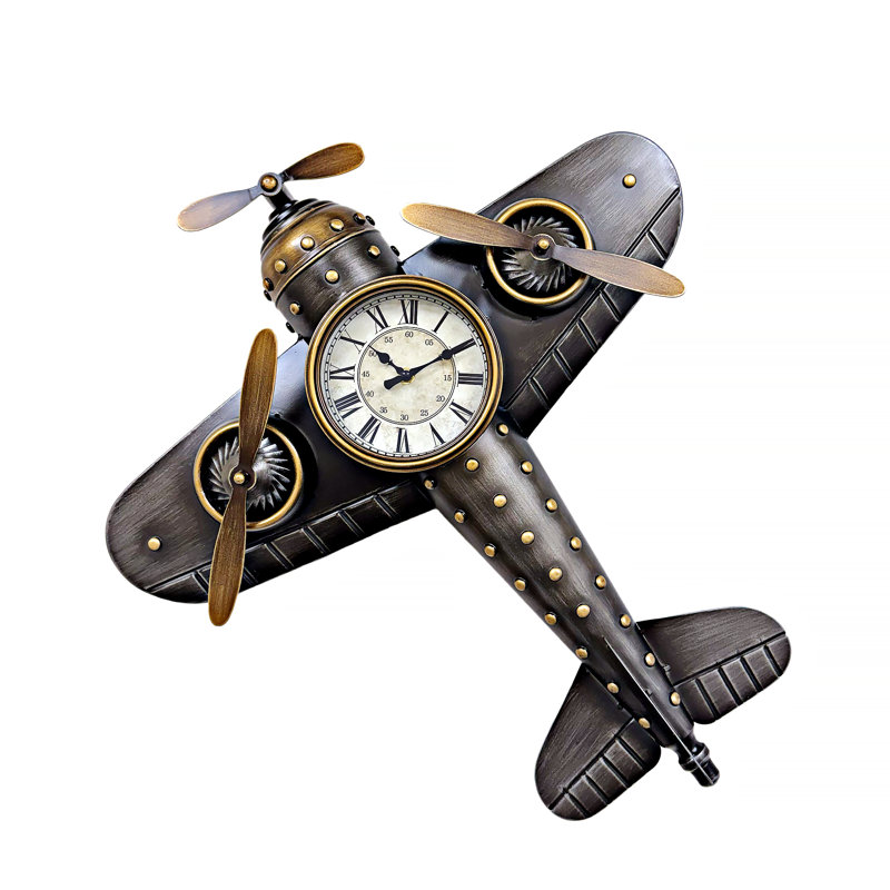 Horloge murale pour avion avec hélices en mouvement