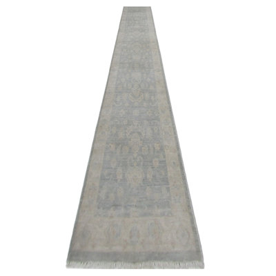 Davey Hand Knotted 3x24 Lt.Blue Runner