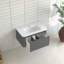 Meuble-lavabo mural gris de 30 po avec lavabo en céramique blanche sans couture, aspect flottant élégant, poignée inclinée à 45 °, tiroir à fermeture en douceur, surface d'usure, rangement organisé, style européen intégré de 30 po-1170469470