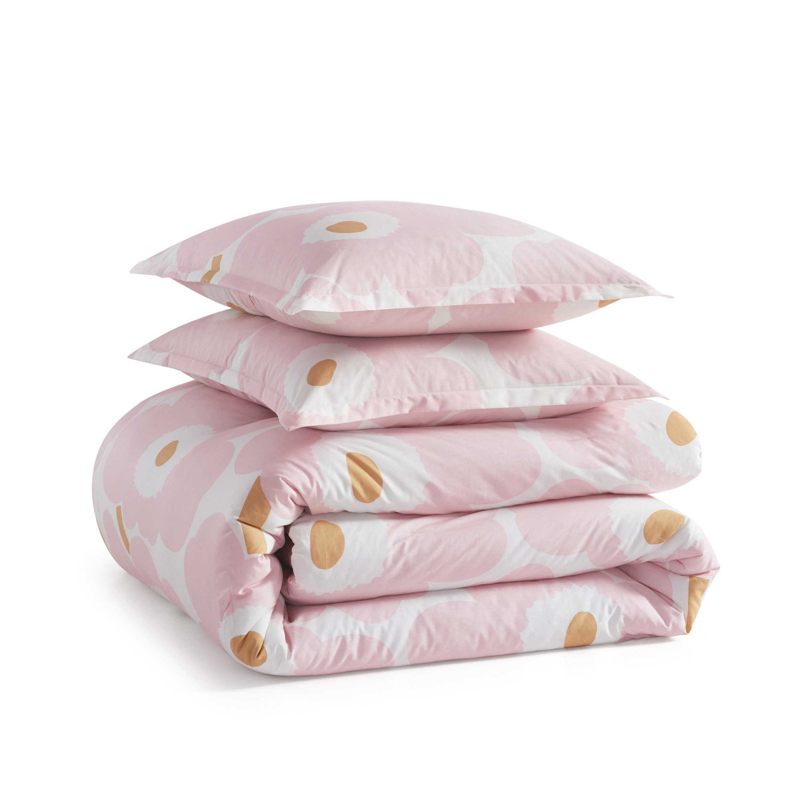 Marimekko Unikko Cotton Red Duvet Cover Set, Queen Duvet Cover + 2 Shams, Light Pink