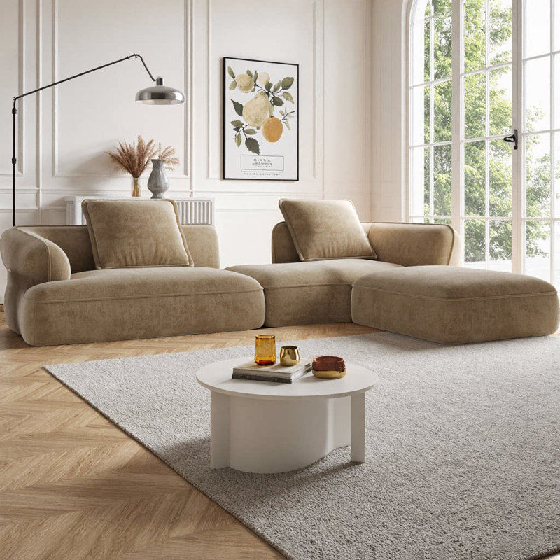 Canapé modulaire en forme de L de 122 po avec méridienne, mousse profonde entièrement compressée de 122 po, siège profond, aucun assemblage requis, faisant face à la droite, ensemble 2 pièces pour le salon, le salon