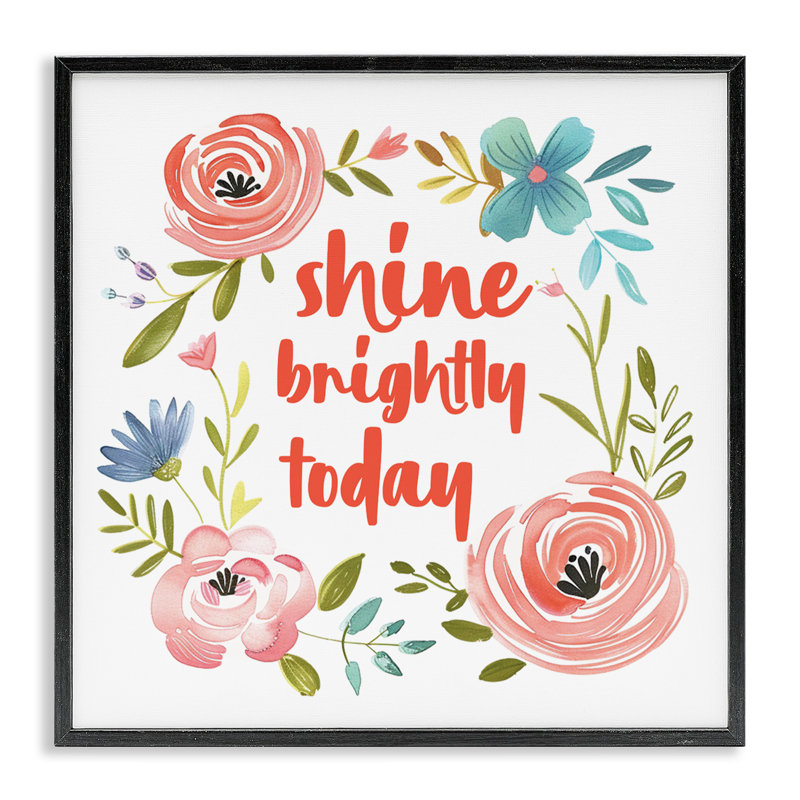 «Shine Brightly Today», estampe numérique giclée, lettrée et doublée, H 17 po x l 17 po, Giclée encadrée noir minuit