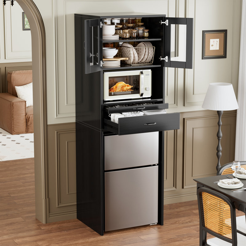 Coffee Bar With Mini Fridge Space And Microwave Shelf