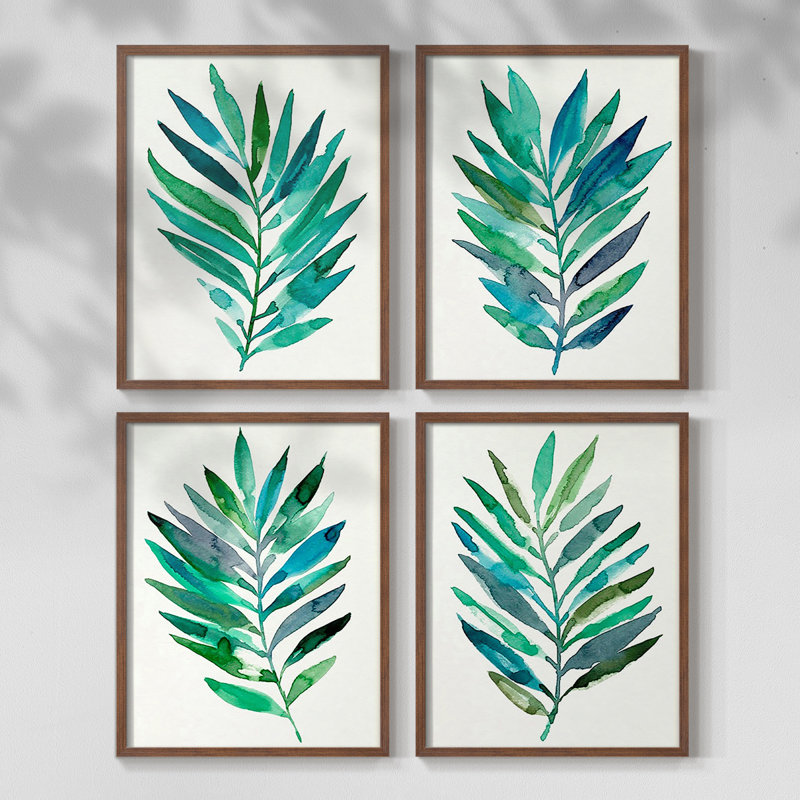 Palm Frond Flow I, impression encadrée - ensemble de 4, Naturel, H 28 po x l 22 po