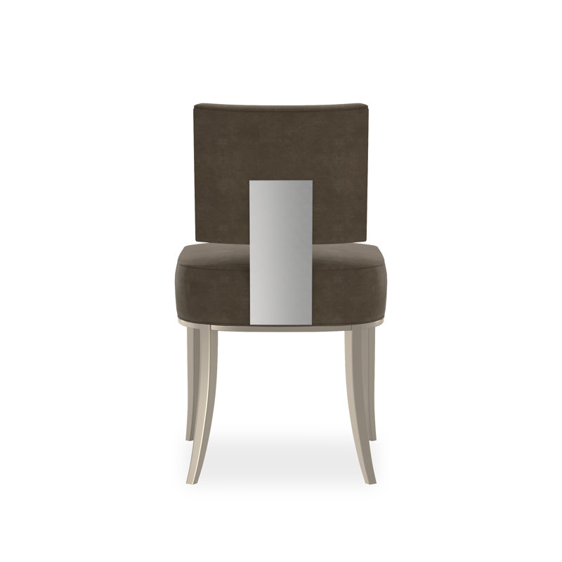 Caracole Classic Upholstered Dining Chair, Silver/Chrome, Brown