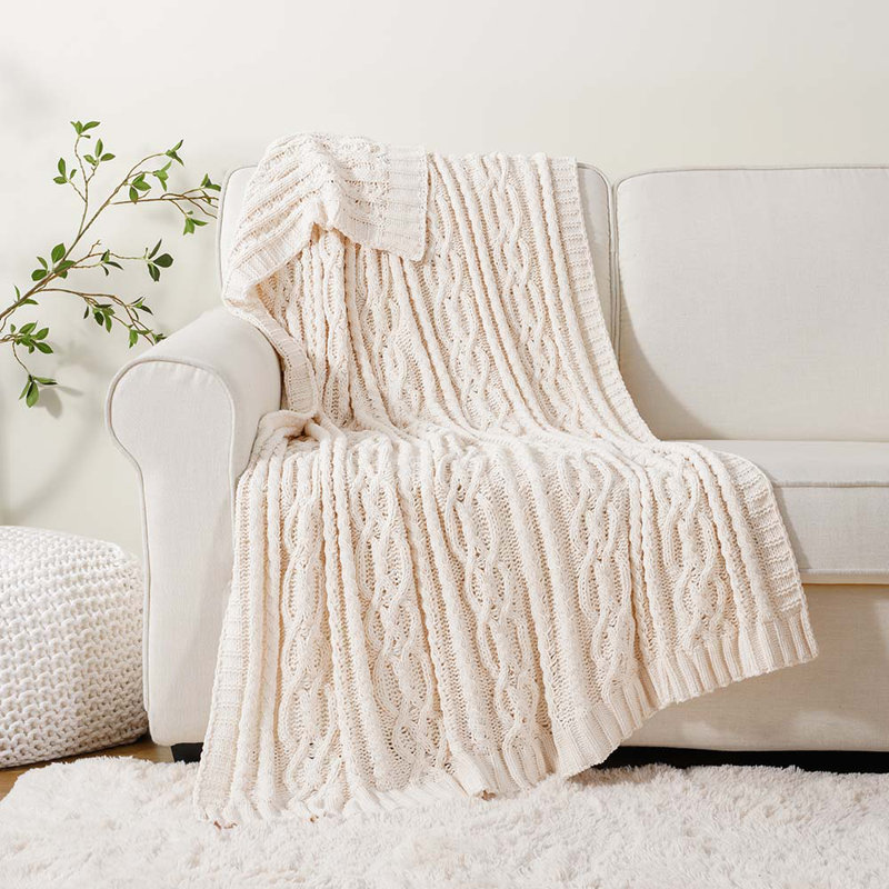  Jeté tricoté en chenille de luxe, 51 x 67 pouces, jeté tricoté pour chaise, jeté texturé décoratif super doux et chaud pour le lit, le canapé et le salon