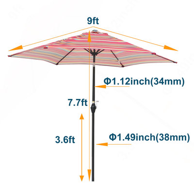 9 ft Patio Umbrella (Blue Stripes)
