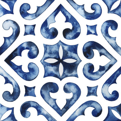 Cobalt Tile VI - Wrapped Canvas Print
