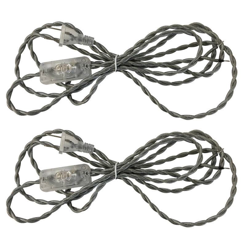 Cordon de lampe torsadée couvert de tissu, Argent