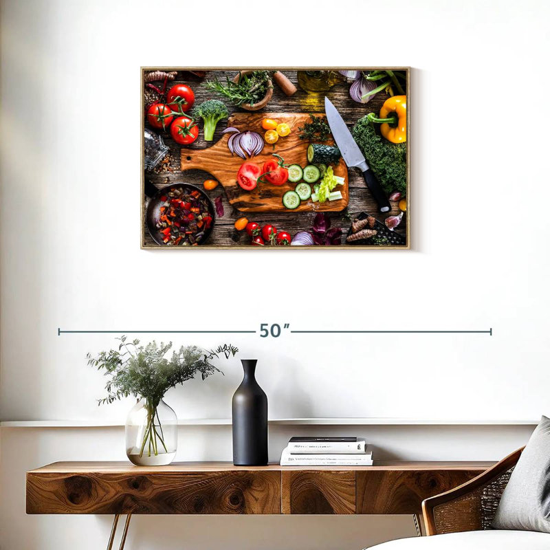 Légumes, ingrédients frais, Cadre flottant en bois naturel, 31 po x 21 po