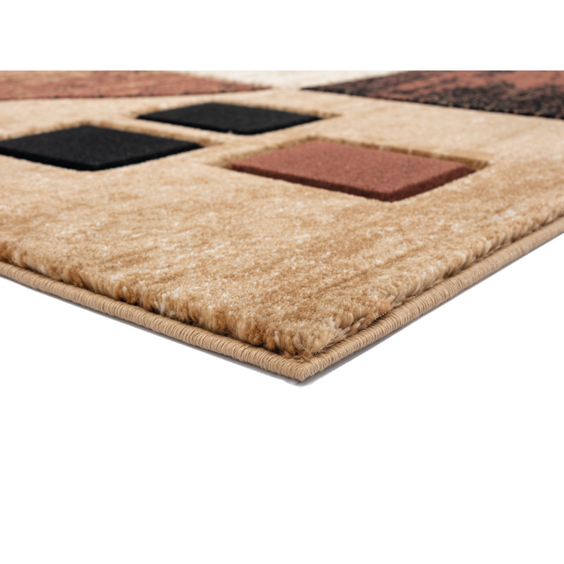 Tapis brun géométrique Ladores, Rectangle 1 pi 10 po x 2 pi 8 po