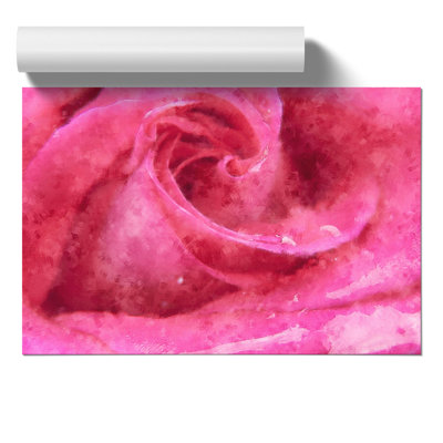 Pink Rose Flower Painting - Frameless Print