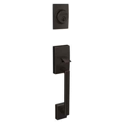 Schlage Century Handleset with Single Cylinder Deadbolt and Latitude Door Lever and Rosette