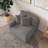 Upholstered Light Gray Corduroy Armchair with Pillow Back and Solid Wood Legs-2135547283-2119797796