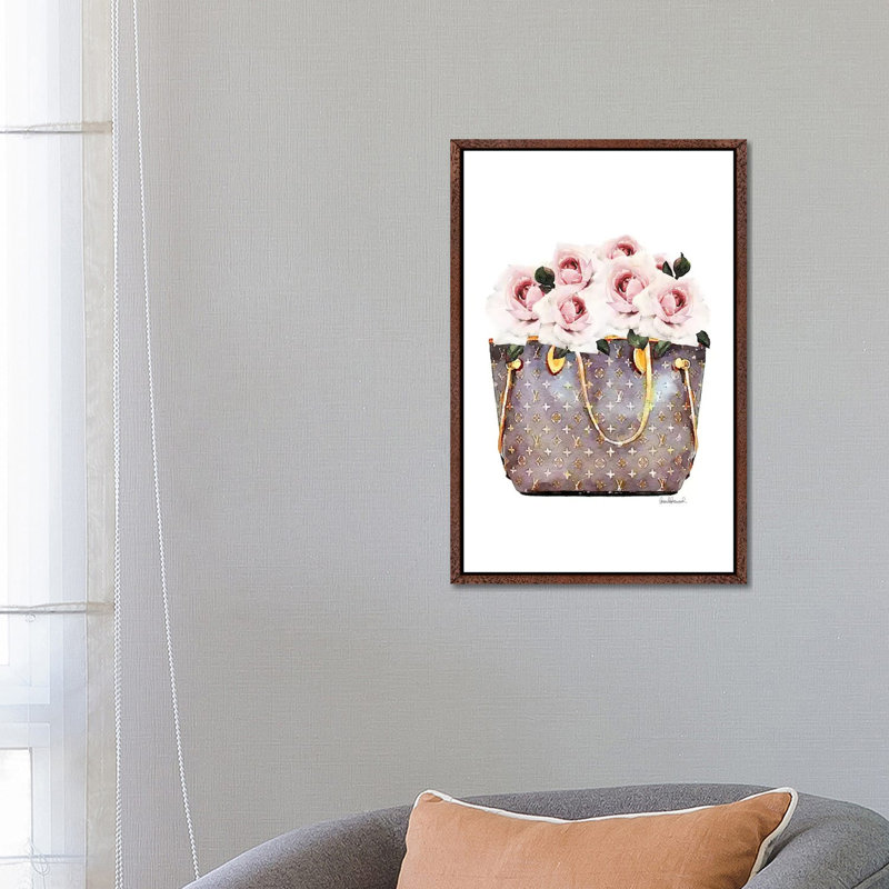 Brown Bag Filled With Blush Roses by Amanda Greenwood - Painting on Canvas, 101.6 cm H x 66.04 cm W