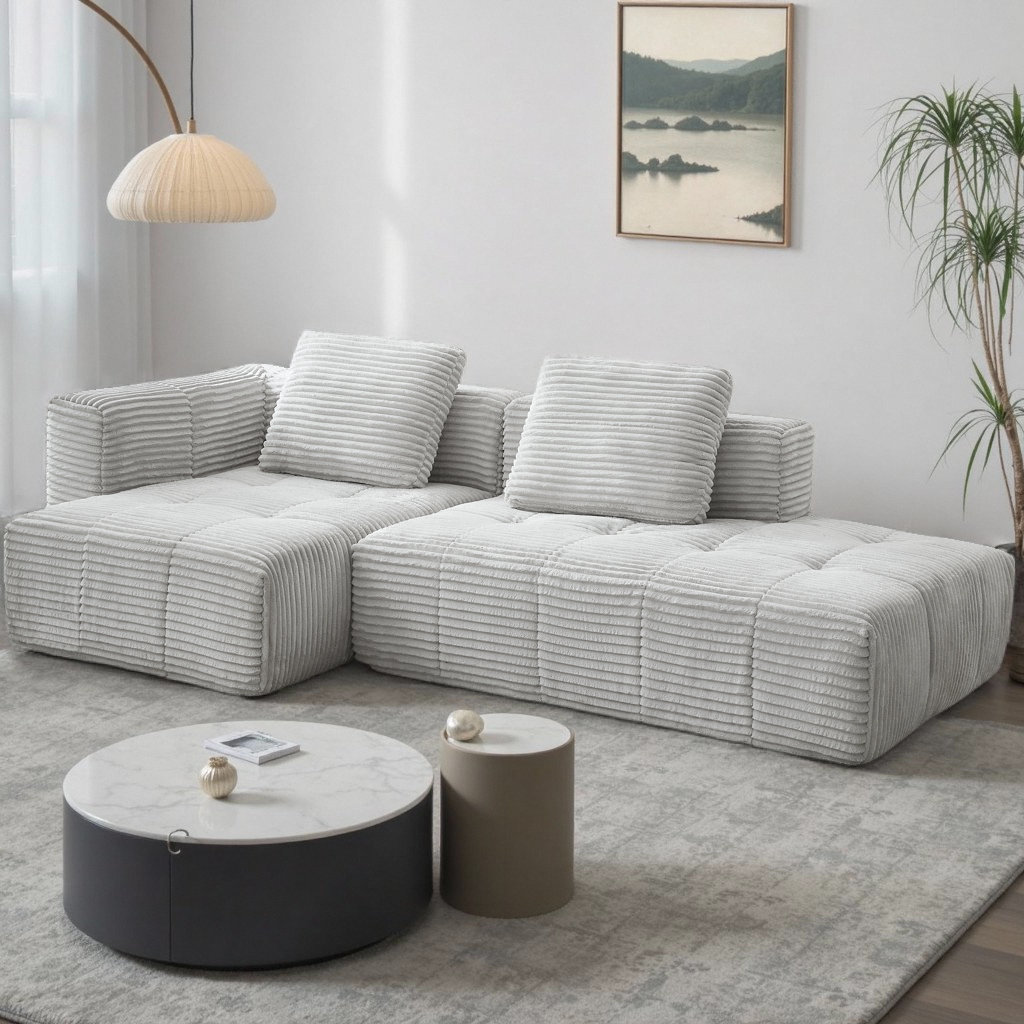 Mercer41 L-Shaped Modular Sectional Sofa Compressed Cloud Couch with ...
