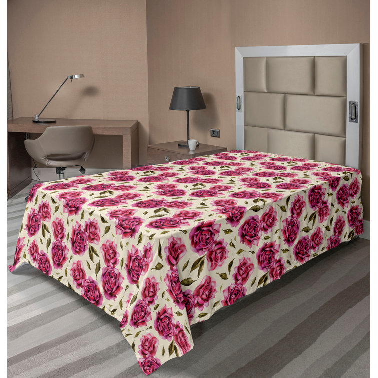 Ambesonne, drap plat floral pivoines, art botanique printanier