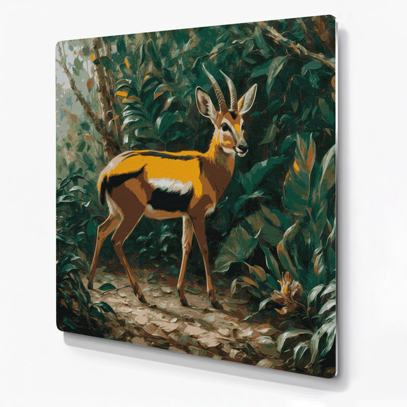 Art mural en métal faune jaune à dos jaune Duiker, H 16 po x l 16 po