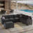 120 '' L-Shaped Modular Sectional Sofa, 6-Seater Cushioned Cloud Couch, With Ottoman Storage And USB-119087183