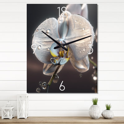 Morning Dew On White Orchid - Fleurs très horloges murales