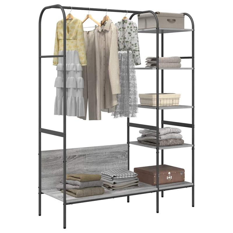 Clothes Rack With Shelf 120 X 44 X 160 Cm Engineered Wood, Grey