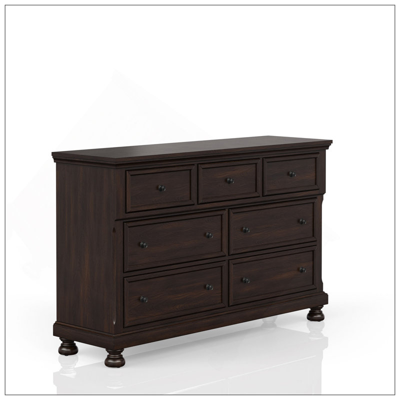 Commode sept tiroirs cerisier foncé, Cerisier